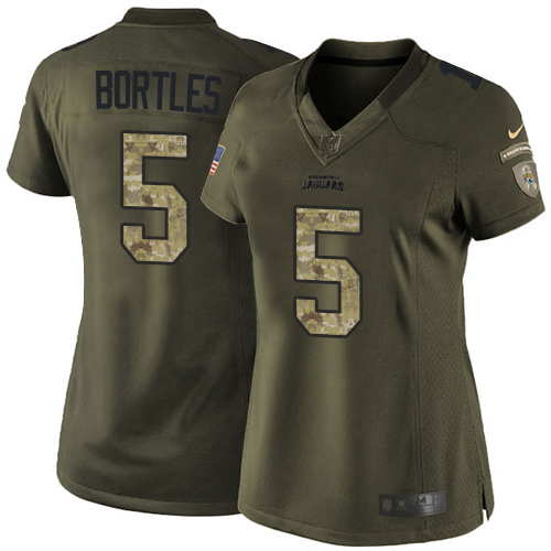 Women's Elite Blake Bortles Nike Jersey Green - #5 Salute to Service NFL Jacksonville Jaguars